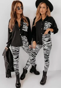 Asymetryczna Koszula Oversize Z Kieszenia W Zebre Shantala Czarna