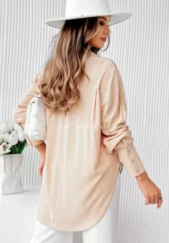Asymetryczna Koszula Oversize Carly Bezowa