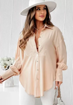 Asymetryczna Koszula Oversize Carly Bezowa