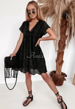 Azurowa Sukienka Boho Bethy Czarna