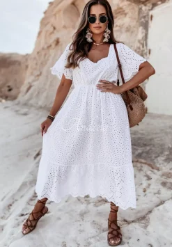 Azurowa Sukienka Boho La Mere Biala