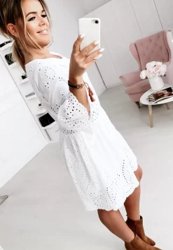 Azurowa Sukienka Boho Vibes Biala