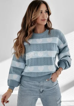 Azurowy Sweter W Serca I Heart This Niebieski