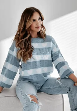 Azurowy Sweter W Serca I Heart This Niebieski