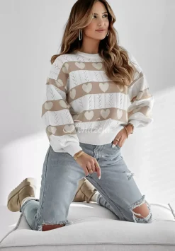 Azurowy Sweter W Serca I Heart This Bialy