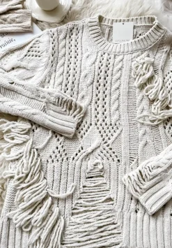 Azurowy Sweter Z Przetarciami Cocomore Riani Ecru