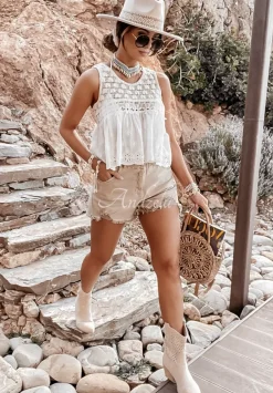 Azurowy Top Boho Pink Sands Ecru