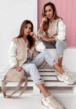 Bluza Bejsbolowka Oldschool Bialo-Bezowa