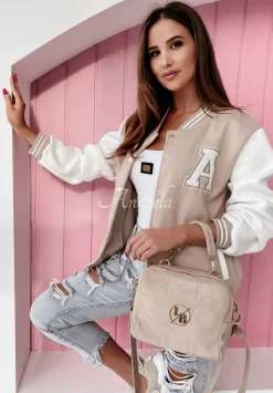 Bluza Bejsbolowka Oldschool Bialo-Bezowa