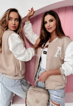 Bluza Bejsbolowka Oldschool Bialo-Bezowa