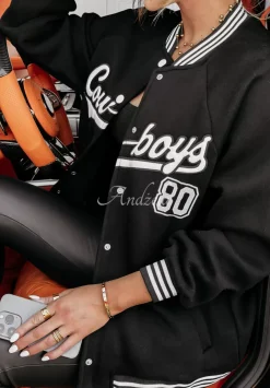 Bluza Bejsbolowka Z Napisem Cowboys Czarna