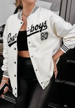 Bluza Bejsbolowka Z Napisem Cowboys Ecru