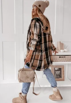 Bluza Oversize W Krate Z Kapturem Peabody Camelowa