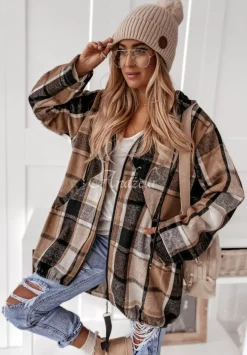 Bluza Oversize W Krate Z Kapturem Peabody Camelowa