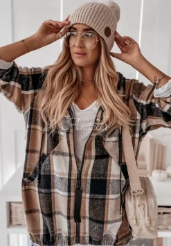 Bluza Oversize W Krate Z Kapturem Peabody Camelowa