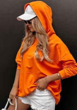 Bluza Oversize Z Kapturem Limitless Neonowy Pomaranczowy