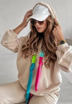 Bluza Oversize Z Kapturem Obsessed About Colors Bezowa