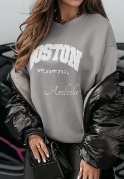 Bluza Oversize Z Nadrukiem My Boston Szara