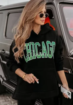 Bluza Z Kapturem Chicago Lady Czarna