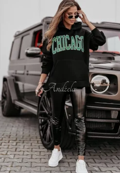 Bluza Z Kapturem Chicago Lady Czarna