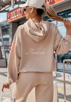 Bluza Z Nadrukiem Travel With Me Bezowa