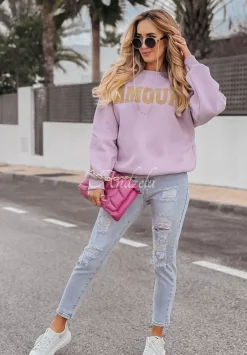 Bluza Z Napisem Amour Liliowa