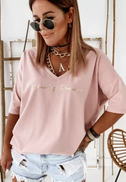 Bluzka Oversize Chasing Dreams Pudrowy Roz