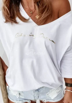 Bluzka Oversize Chasing Dreams Biala