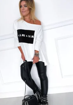 Bluzka Oversize Lamu Biala