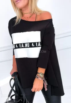 Bluzka Oversize Lamu Czarna