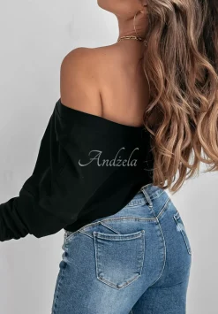 Bluzka Oversize Z Dekoltem The Base Czarna