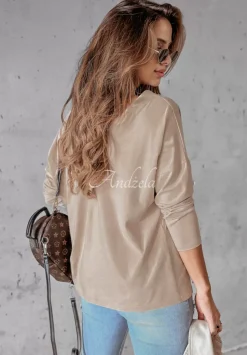 Bluzka Oversize Z Dekoltem The Base Bezowa