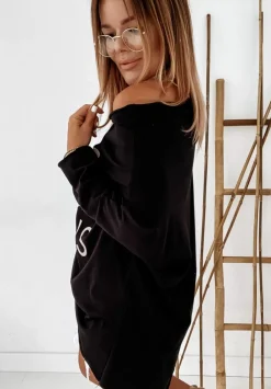Bluzka Oversize Z Nadrukiem I Love Louis Czarna