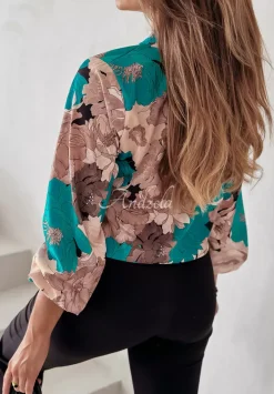 Bluzka W Kwiaty Z Wiazaniem Garden Glamour Bezowa