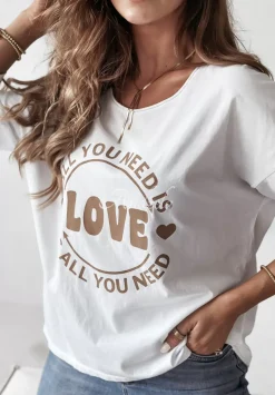Bluzka Z Nadrukiem All You Need Is Love Ecru