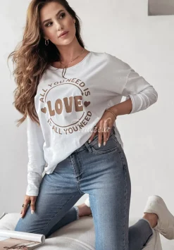 Bluzka Z Nadrukiem All You Need Is Love Ecru