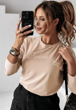 Bluzka Z Nadrukiem Be Cool, Be Kind Bezowa