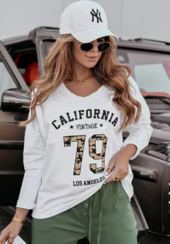 Bluzka Z Nadrukiem California Los Angeles Ecru
