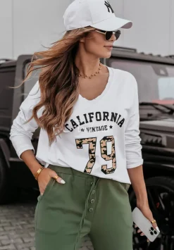 Bluzka Z Nadrukiem California Los Angeles Ecru
