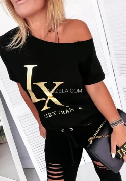 Bluzka Z Nadrukiem Lx Czarna