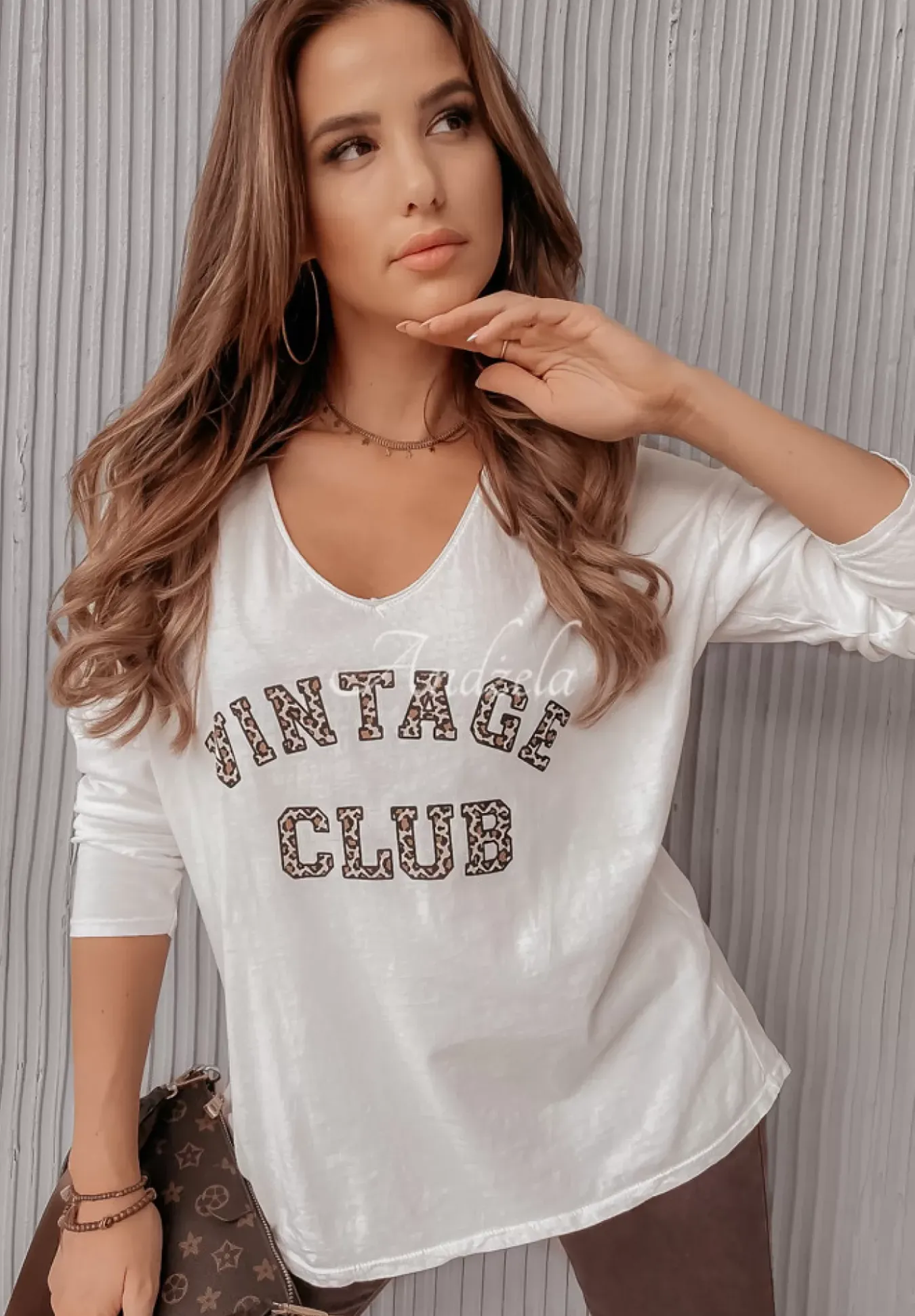 Bluzka Z Nadrukiem Vintage Club Ecru