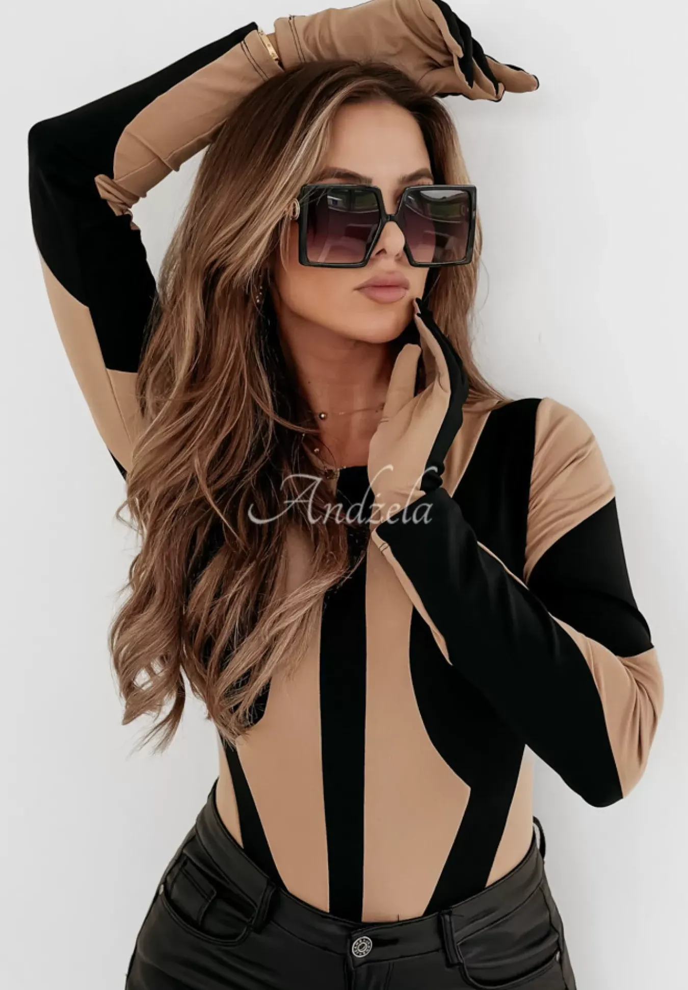 Body We Wzory Hollywood Vibes Bezowo-Czarne