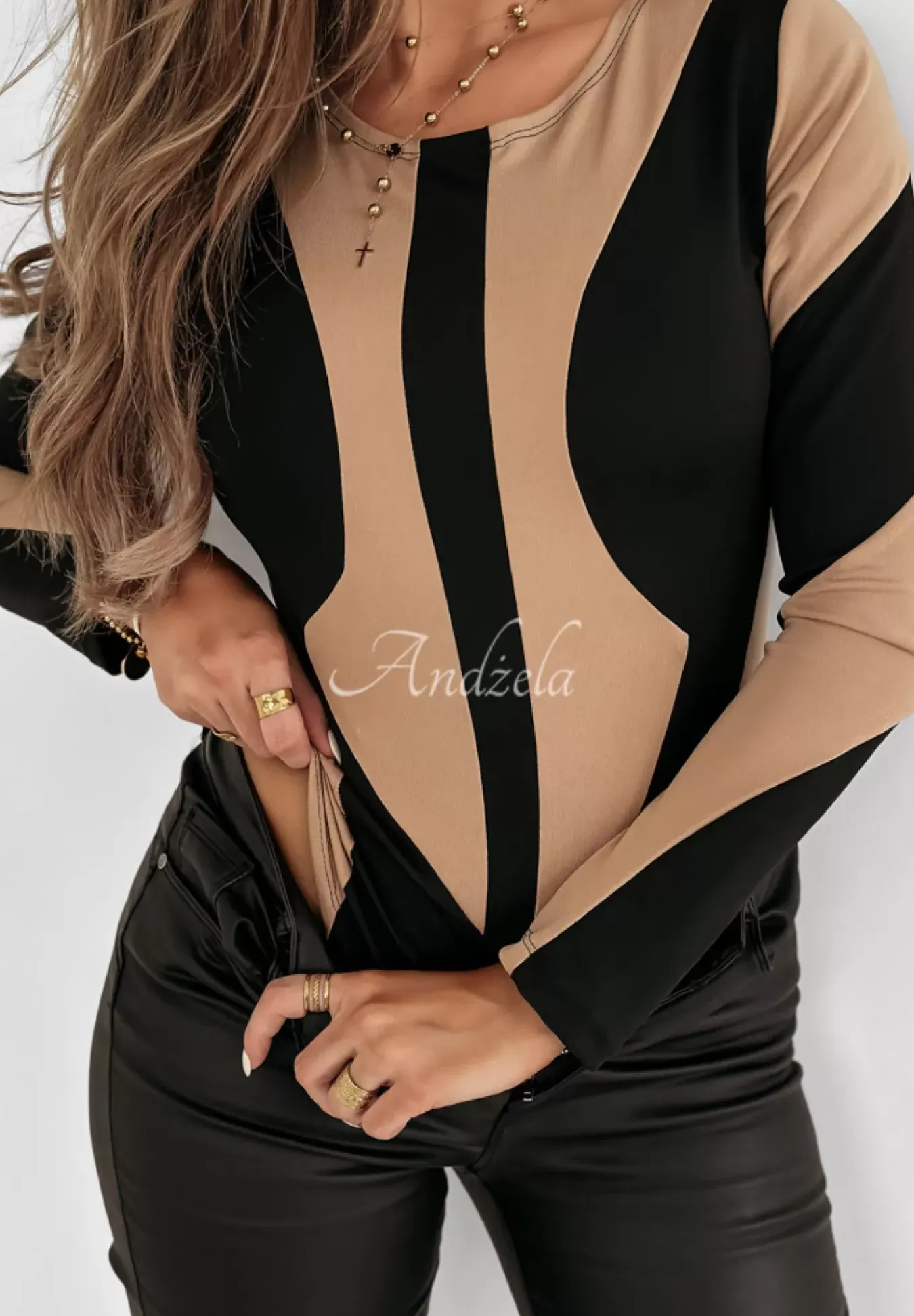 Body We Wzory Hollywood Vibes Bezowo-Czarne
