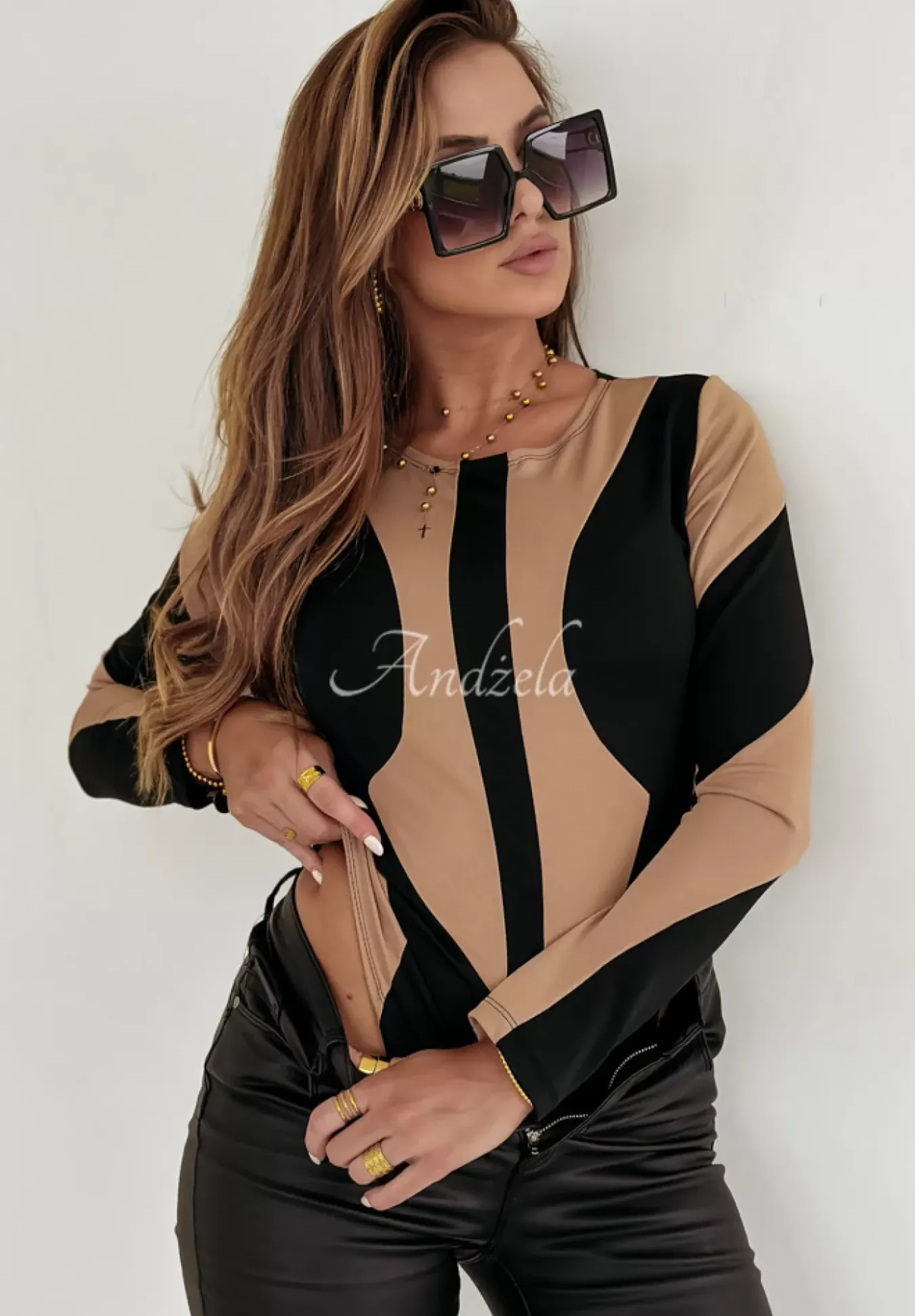 Body We Wzory Hollywood Vibes Bezowo-Czarne