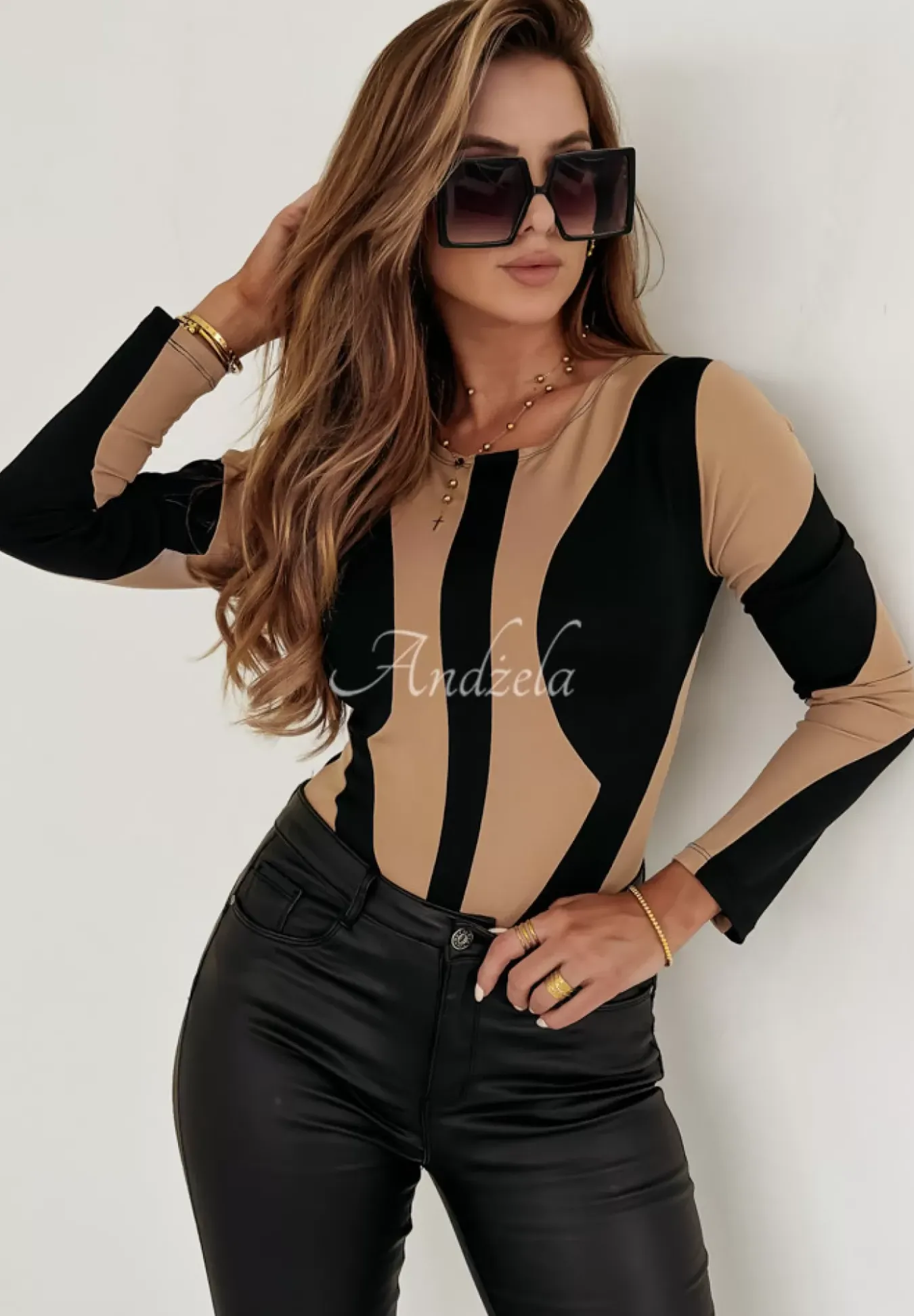Body We Wzory Hollywood Vibes Bezowo-Czarne