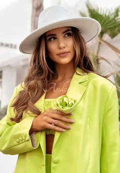 Broszka W Ksztalcie Rozy Think About Me Limonkowa