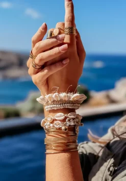 Choker, Bransoletka Z Muszelkami I Koralikami Hand Made Bali Jasnobezowy