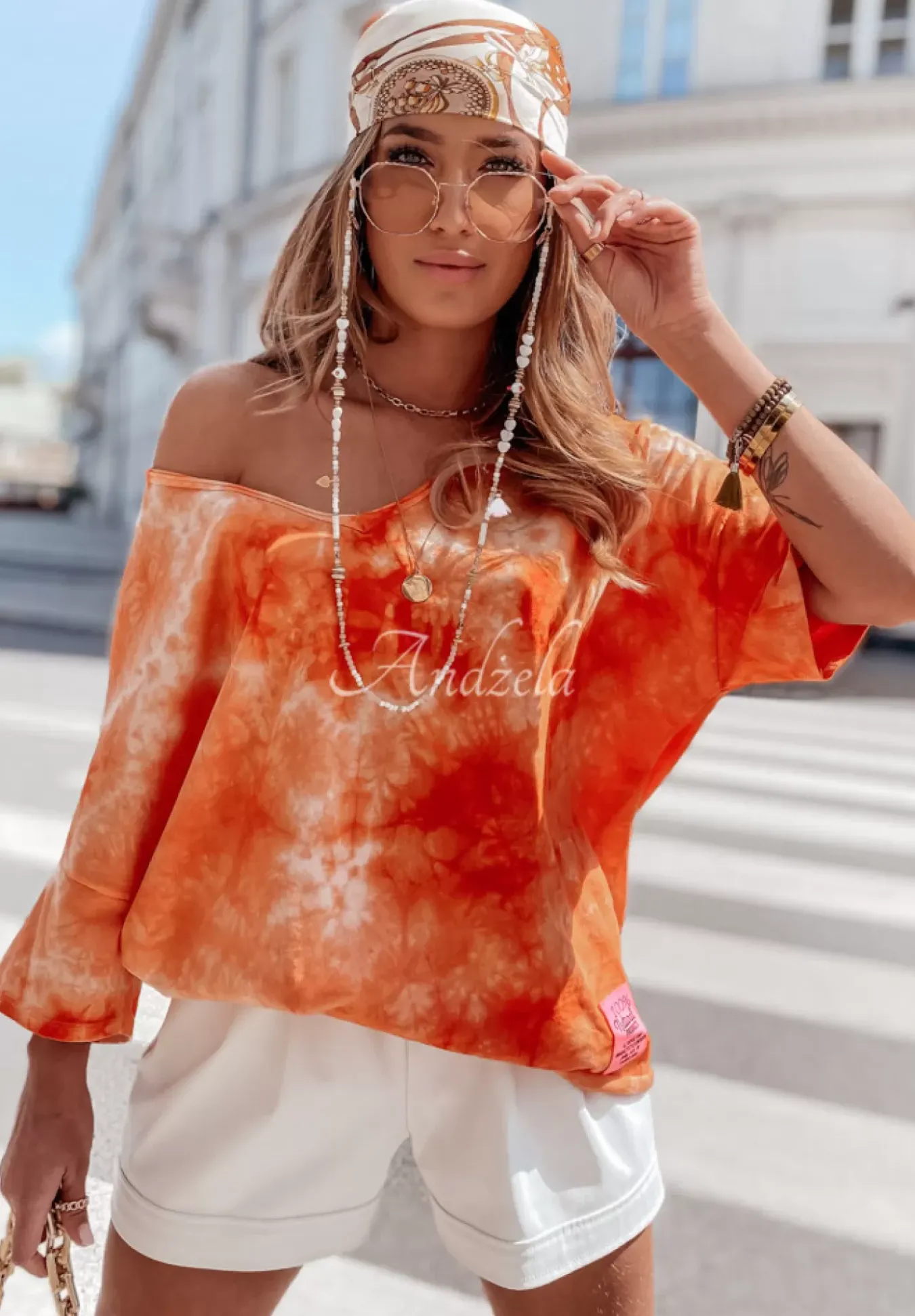 Dekatyzowany T-Shirt Oversize Delimara Pomaranczowy