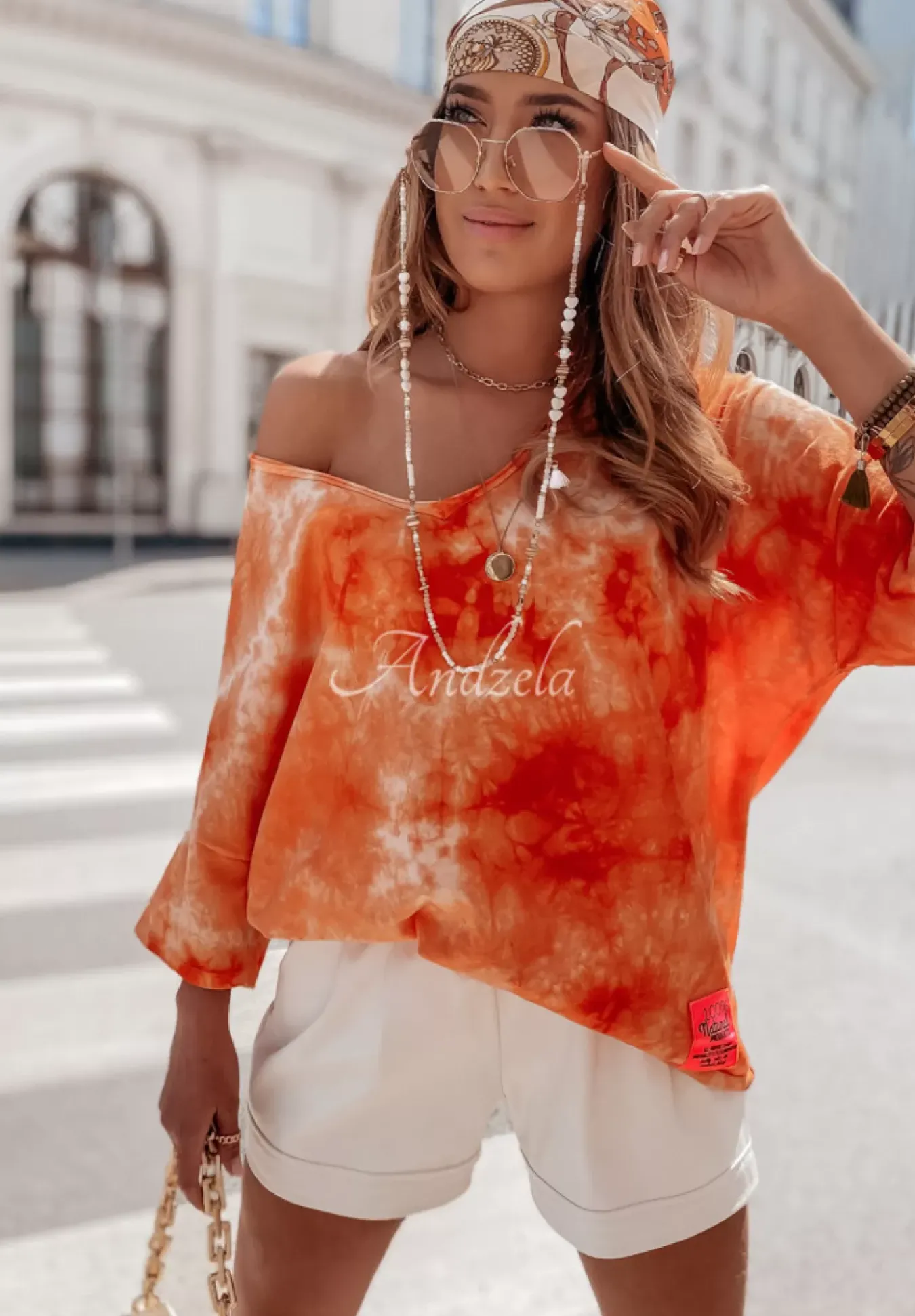 Dekatyzowany T-Shirt Oversize Delimara Pomaranczowy