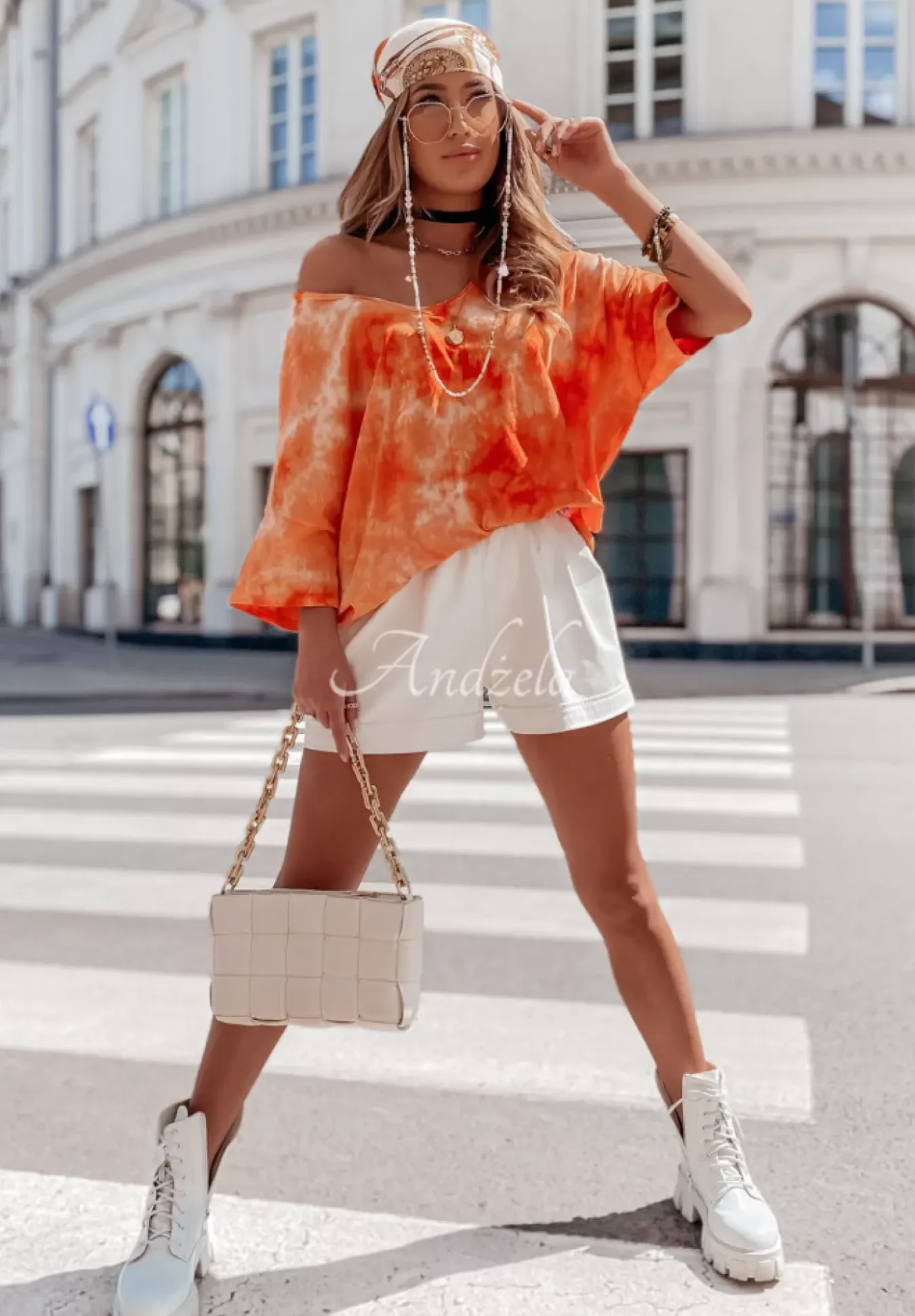 Dekatyzowany T-Shirt Oversize Delimara Pomaranczowy